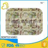 Euro Style Flower Print Plastic Melamine Ware Square Tray thumbnail-2