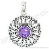 Amethyst Gemstone Pendant Wholesale,925 Sterling Silver Designer Pendant for Necklace Jewelry thumbnail-1