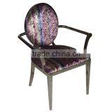 Round Back Armrest Tufted Dining Chair Steel thumbnail-2