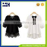 New Fashion O-Neck Short Sleeve Chiffon T Shirt Woman thumbnail-2