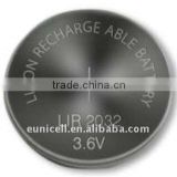 LiMnO2 Battery Type 3.6v Rechargeable Lithium Button Cell LIR2016,LIR2025, LIR2032, LIR2430,LIR2450, LIR2477.
