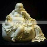 Laughing Buddha Statue White Marble Stone Hand Sculpture Carved For Temple