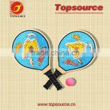 Hot Sale Mini Cheap Portable Wooden Cartoon School Kids Tennis Game Beach Racket Set With Ball for Promotion