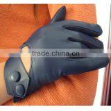 Blue Genuine Winter Leather Hand Glove for Women