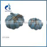 Blue Color Ceramic Halloween Pumpkin With Metal Leaves for Sale thumbnail-3