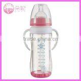 2015 newly unbroken glass wholesale milk bottle with soft silicone nipple