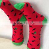 In Stock Low MOQ Bright Red Colored Watermelon Knitting Lovely Girl Tube Sock Quality Choice