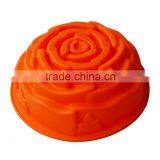 Round Rose Design Cake Mold Pan Bread Chocolate Pizza Bakeware Tray Silicone Mould thumbnail-2