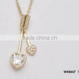 Double Arrow Hearts With AAA Cubic Zirconia Pendant Necklace Good Jewelry thumbnail-2