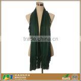 Women Green Long Faux Fur Soft Tassels Suede Scarf Wholesale