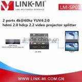 LINK-MI LM-SP01 Factory Wholesale HDMI 1x2 Splitter Supports 3D, EDID/ HDCP2.2 to HDCP1.4. 4Kx2K@60Hz(YUV 4:2:0) thumbnail-5