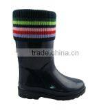 2013 Kids Beautiful Knitting Wool Collar Rubber Rain Boots