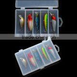 5pcs Fishing Hard Baits Lures Minnow Popper Crank Popper Carbon Steel Hook With Box thumbnail-1