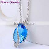 Big Sapphire Blue Crystal Platinum Plated Pendant Necklace Statement Necklace Women Fashion Necklaces for Women 2014 thumbnail-5