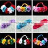 new stock elastic hair tie elastic hairbands beaded chiffon flower hairband