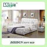 Italian Design Crystal White Leather Soft Bed With Stainless Steel Frame DS-9059