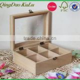factory price top quality unfinished decorative wooden storage box with divider,wooden storage box