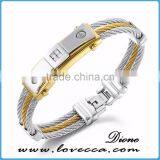 Cubic Zirconia Inlaid Jewelry 316l Stainless Steel Cuff Bracelet Men thumbnail-4