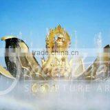 Outdoor Decoration Large Metal Sculptures Buddha Statues Waterfall