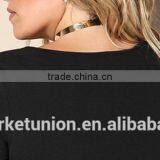 2017 Hot Sale Deep V-neck Elbow Sleeve Black Dress for Fat Women thumbnail-6