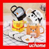 UCHOME High Quality Cartoon Ceramic Coffee Tea Milk Breakfast Cup Mug With Lid thumbnail-2