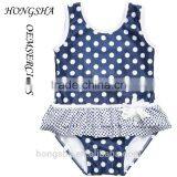 Girls Blue & White Spotty Swimsuit With Ruffles One Piece Swimsuit For Girls HSb7073 thumbnail-1
