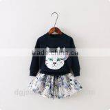 2015 Children's Clothes for Autumn Wear New Korean Girl Bow Kitty Hoodie + Little Skirt Suits Boy Suit Wholesale thumbnail-2