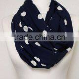 White on Navy Blue Polka Infinity Scarf, Circle Scarf, Loop Scarf, Scarves, Spring - Fall - Winter Fashion thumbnail-2