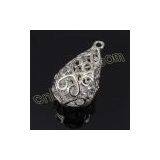 Drop Hollow Brass Charm Pendant With Rhinestone Inside thumbnail-3