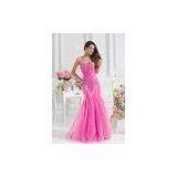 Grace Mermaid Pink Organza Womens Party Dresses With Beads for Military Ball thumbnail-1