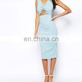 CHEFON Crepe twist cut out midi sexy dresses for women