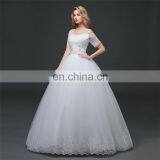 HS1621 2017 Full Length Girl Flower Dress Off Shoulder White Puffy Ball Gown Bridal Dress thumbnail-2