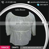 Widely Selling Cotton Material Ruffle Blouse Tops Women thumbnail-2