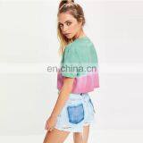 Summer Short Sleeve Distressed Tie-dye Cropped Women t Shirt thumbnail-3