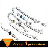 Fashion Jewelry Metal Cartoon Characters Paper Bookmark With Acrylic Beads for Student