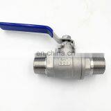 304 Stainless Steel 2-PC Double Outer Silk Ball Valve 1/2 Inch MxM Thread thumbnail-1