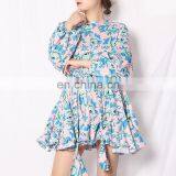 TWOTWINSTYLE Print Hit Color Lantern Long Sleeve O Neck High Waist A Line Summer Dresses Female thumbnail-5