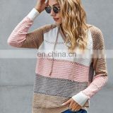 wholesale striped long sleeve woman hooded fashion sweaters