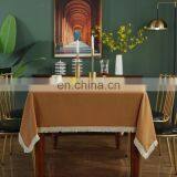 Custom Washed Cotton Banquet Wedding Solid Tablecloth With Tassel thumbnail-5