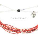 Hot New Many Layers Red Wax Cord Knot Bracelet With Copper Beads for Luck Girl thumbnail-1