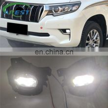 Carest 1Set LED Car Fog Lamp Assembly For Toyota Land Cruiser Prado 2018 2019 2020 Daytime Running Light DRL Foglamp Cover