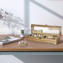 Watch Box Case Organizer Display for Men Women 6 Slots Wood Box With Glass Top thumbnail-2