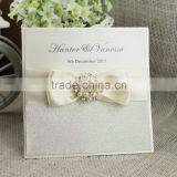 Beige Silver Color Ribbon Luxury Bengali Wedding Invitation Card thumbnail-1
