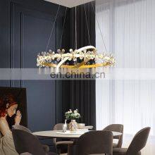 Simple Luxury Chandelier Gold Modern Ceiling Hanging Light Crystal Circle Pendant Light for Hotel Living Room thumbnail-2