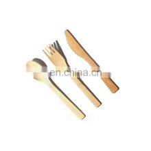 Wholesale Hot Sale Bamboo Fork Knife And Spoon Set Party Desert Tableware Set thumbnail-1