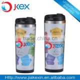 Advertising thermos travel mug with paper insert and your own design