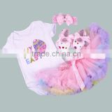 2017 Easter day organic baby clothes soft underwear t-shirt set newborn bebe first Easter 4 pcs romper set with shoes pettiskirt                        
                                                                                Supplier's Choice