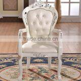 Rubber Wood White Leather Armchair High Back Dining Chair thumbnail-5