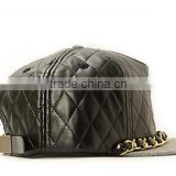 Quilted Black Faux Leather Snapbak Hat Cap Blank Snapback Hat,Black Leather Snapback