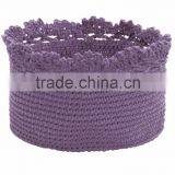 PP Yarn Round Crochet Basket Purple Brown thumbnail-2
